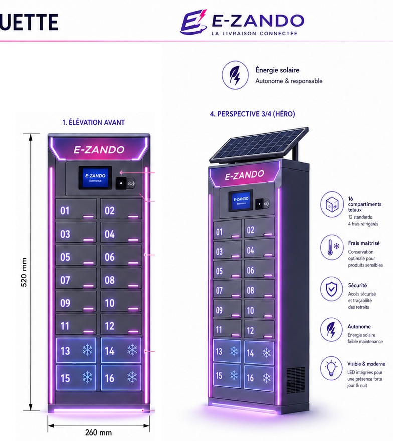Concept Flubox Autonome avec énergie solaire et compartiments réfrigérés